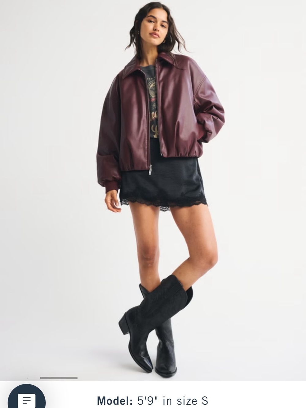 Abercrombie & Fitch Plum Faux Leather Bomber Jacket